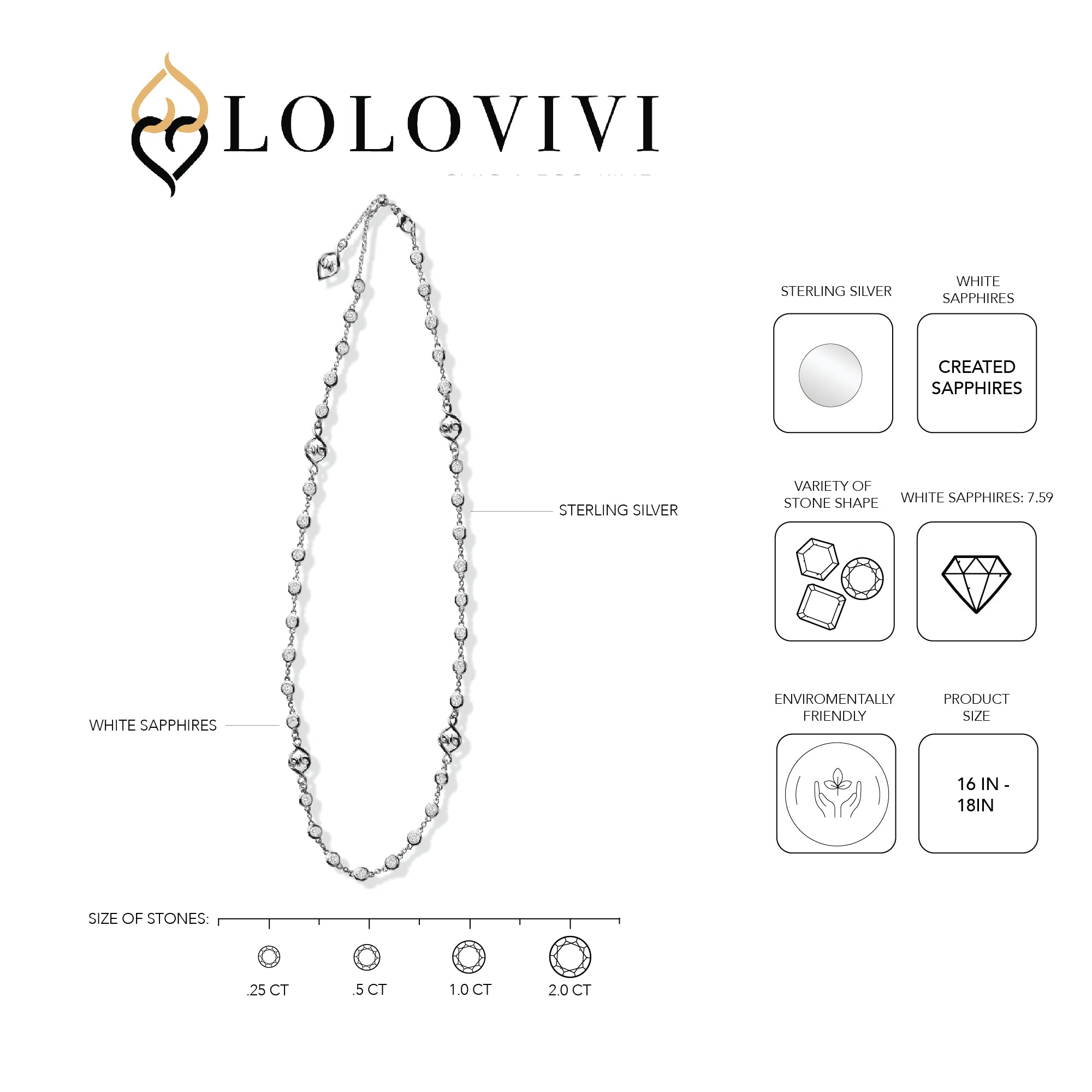 Sterling silver necklace with woven heart design and gemstones on a white background.