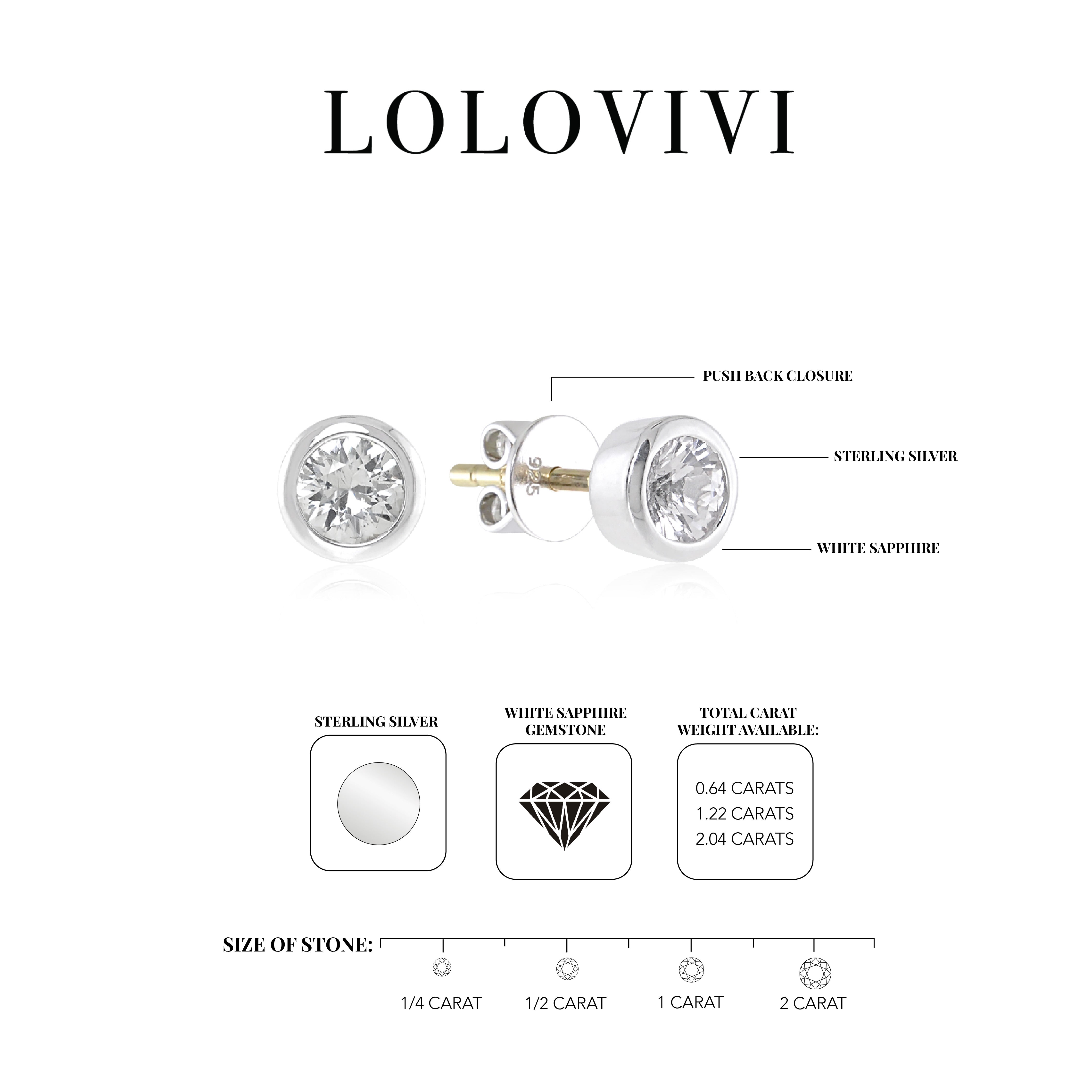 Sterling silver earrings with white sapphire gemstones and push back closure.