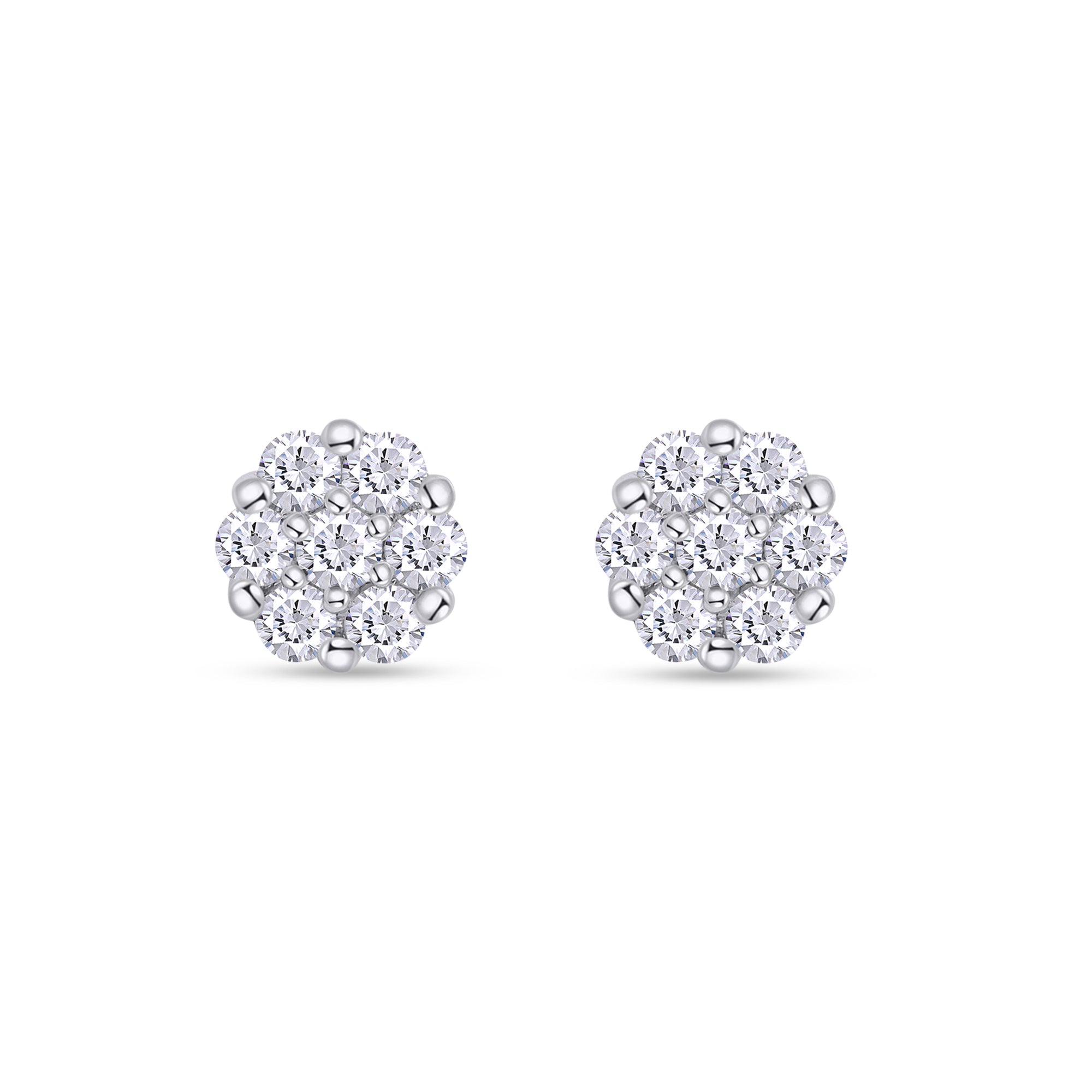 Pair of diamond stud earrings on a white background