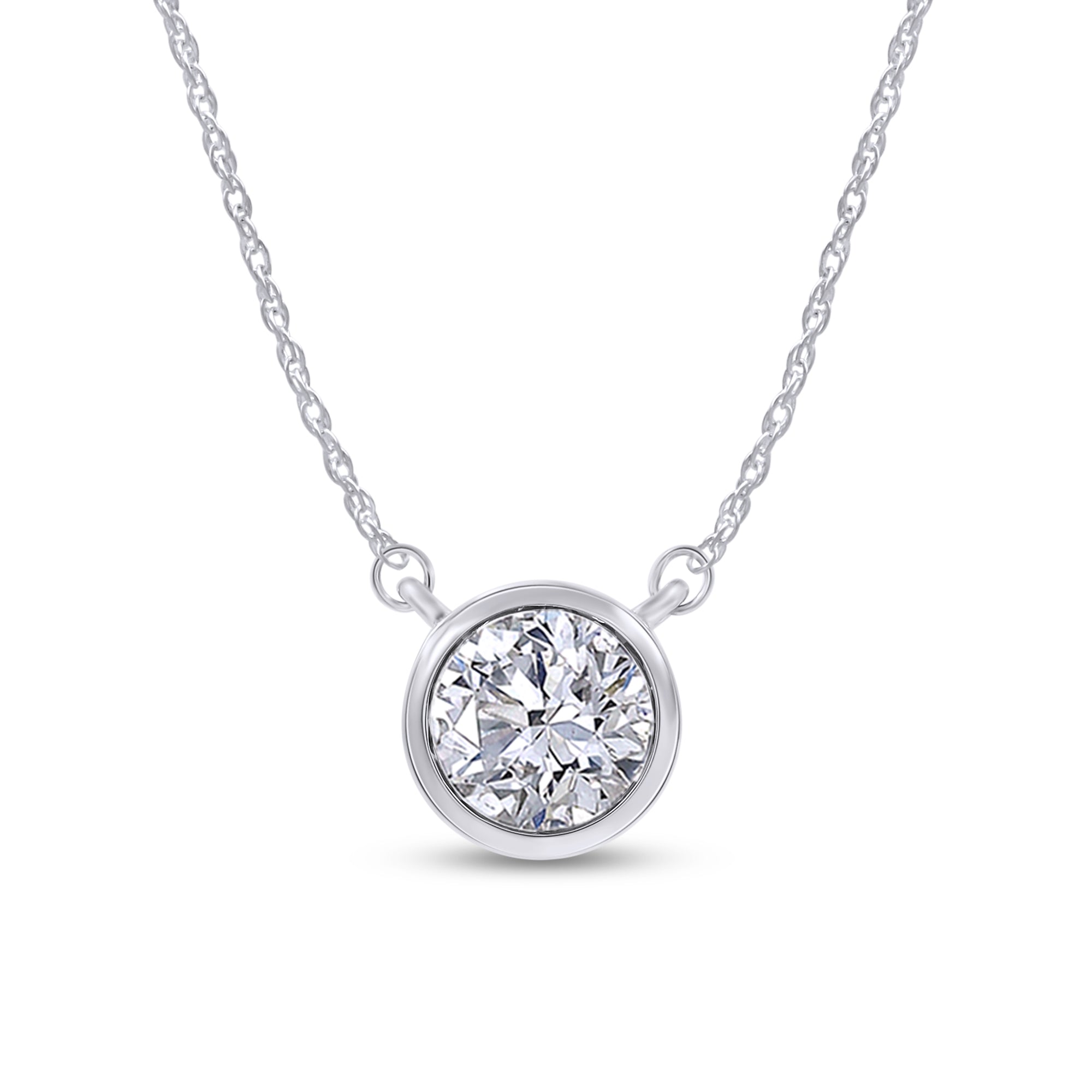 Diamond necklace on a white background