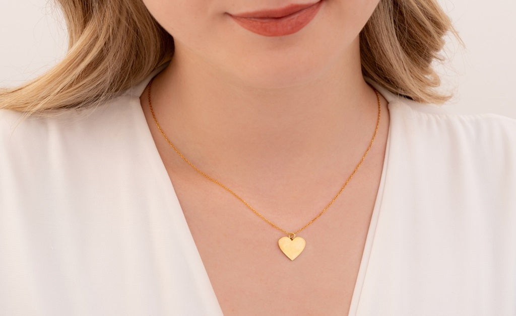 14k gold matte heart necklace