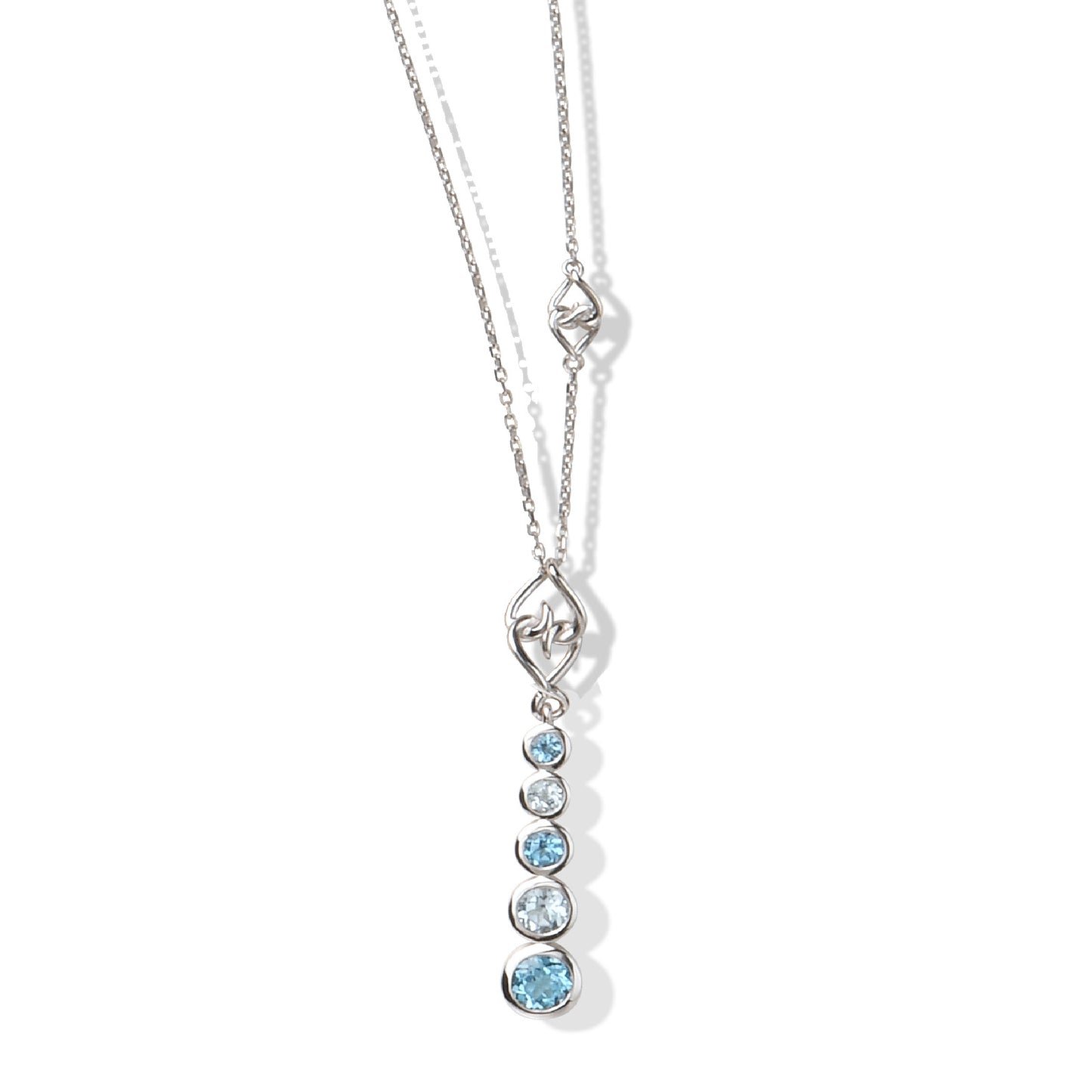 Sterling Silver Blue Topaz Drop Pendant Necklace