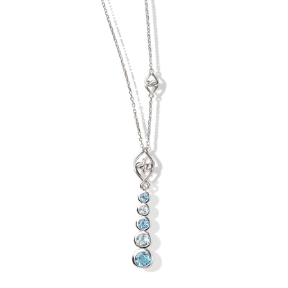 Sterling Silver Blue Topaz Drop Pendant Necklace