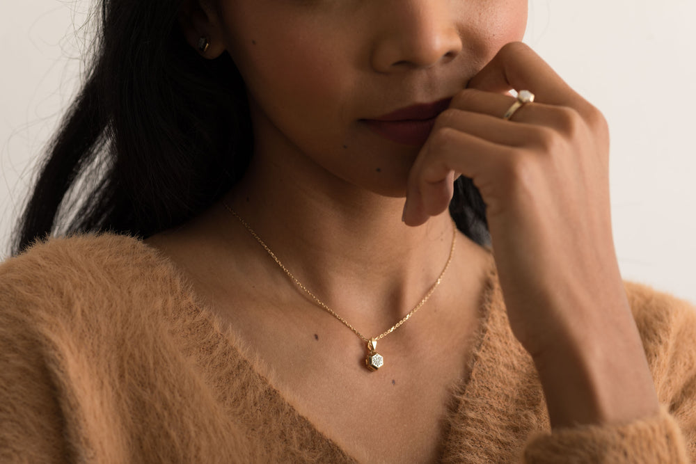 The Lennon Solid Gold Diamond Pendant Necklace
