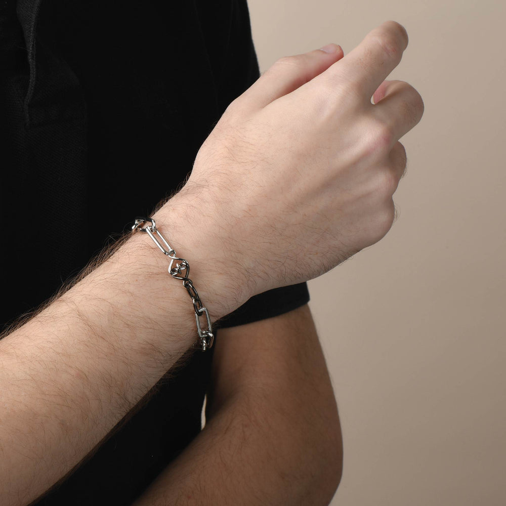 Sterling Silver and Black Silver Paperclip Bracelet