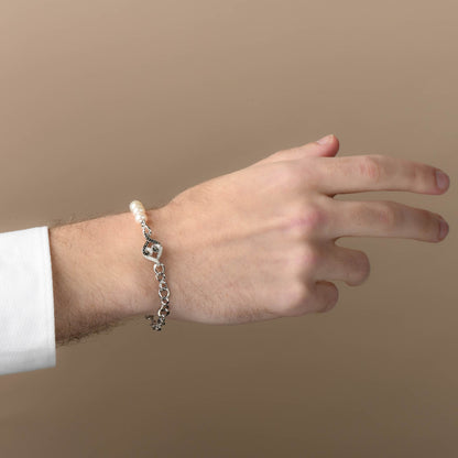 Pearl and Diamond Bracelet | White Diamond 15 carat Pearl Silver Bracelet