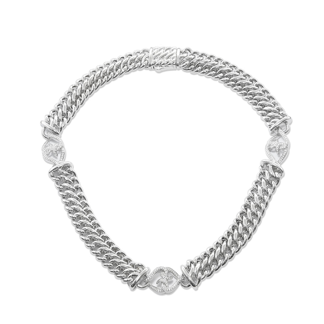 Sterling Silver White Sapphire Chunky Necklace