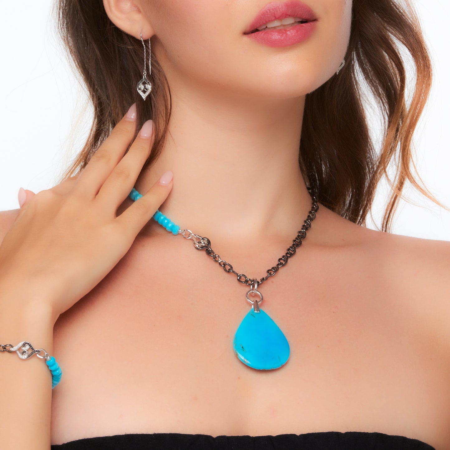 Turquoise Pendant | Blue Turquoise Tear-Shaped Necklace Pendant by Lolovivi