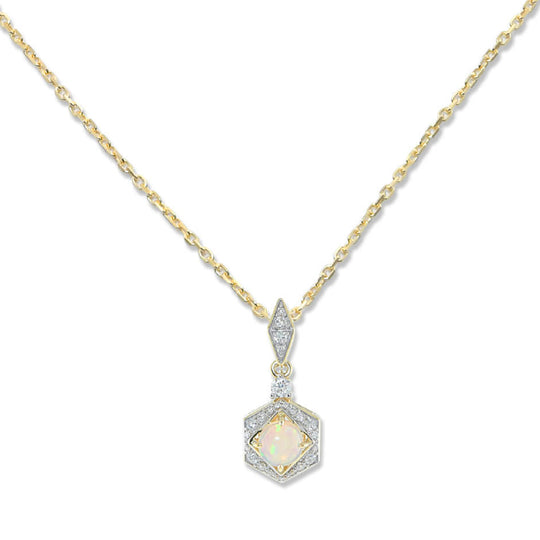 The Tatum Pendant - Carat Couture Diamond Solid Gold Ethiopian Opal Pendant