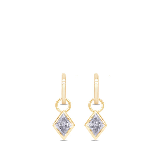 The Taran Earrings - Solid Gold Hoop Carat Couture Lab Grown Diamond Triangle Dangle Drop Two in One Earrings