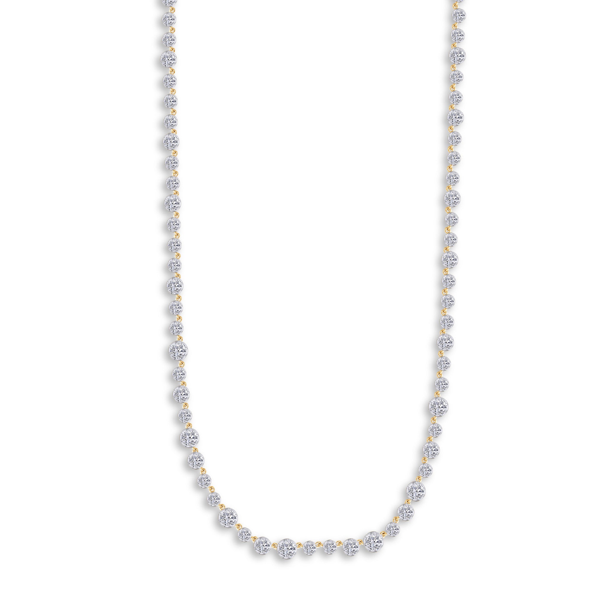 Elegant 14K solid gold necklace with sparkling diamonds in a classic design.