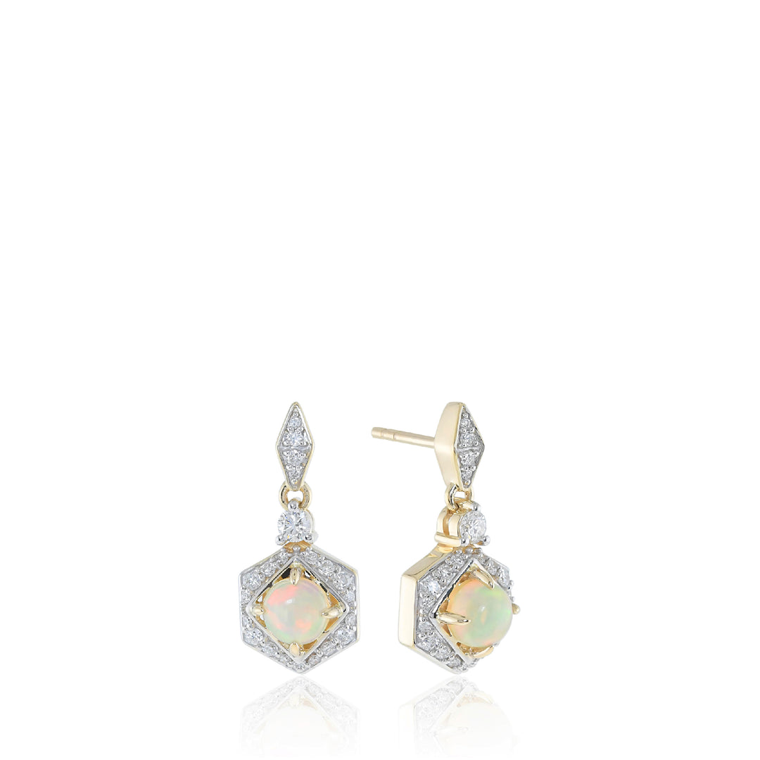 The Tatum Earrings - Carat Couture Diamond Solid Gold Ethiopian Opal Earrings