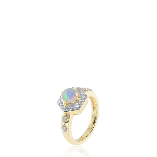 The Tatum Ring - Carat Couture Diamond Solid Gold Ethiopian Opal Ring