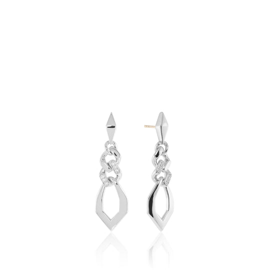 Sterling Silver White Sapphire Snake Earrings