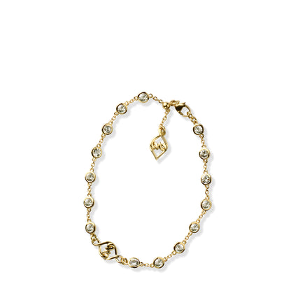 Solid Gold White Sapphire Woven Hearts Bracelet