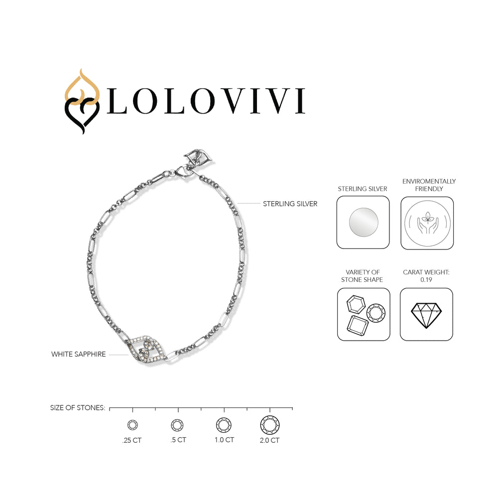 Sterling Silver White Sapphire Always Love Link Bracelet