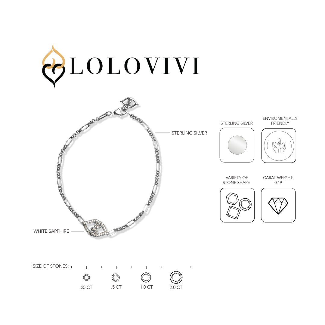 Sterling Silver White Sapphire Always Love Link Bracelet