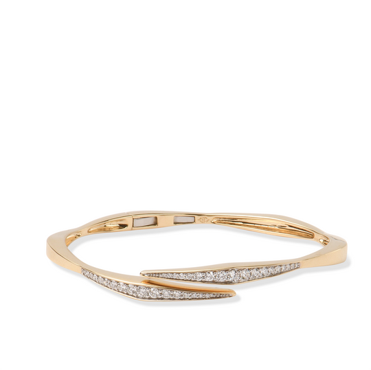 The Storm Bracelet - Solid Gold Lab Grown Diamond Bypass Bangle Bracelet