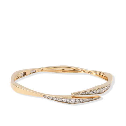 The Storm Bracelet - Solid Gold Lab Grown Diamond Bypass Bangle Bracelet