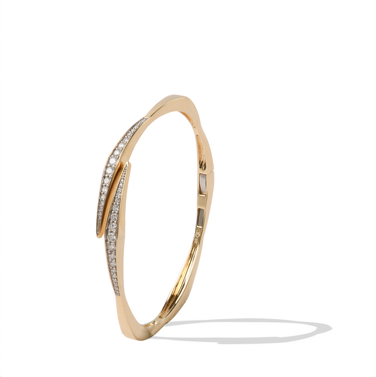 The Storm Bracelet - Solid Gold Lab Grown Diamond Bypass Bangle Bracelet