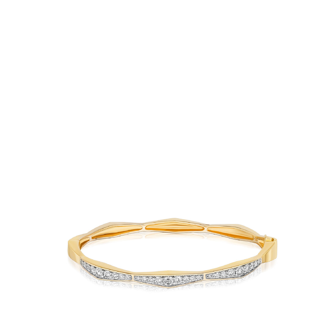 The Dakota Bangle - Solid Gold Lab Grown White Diamond Stack Bangle Bracelet