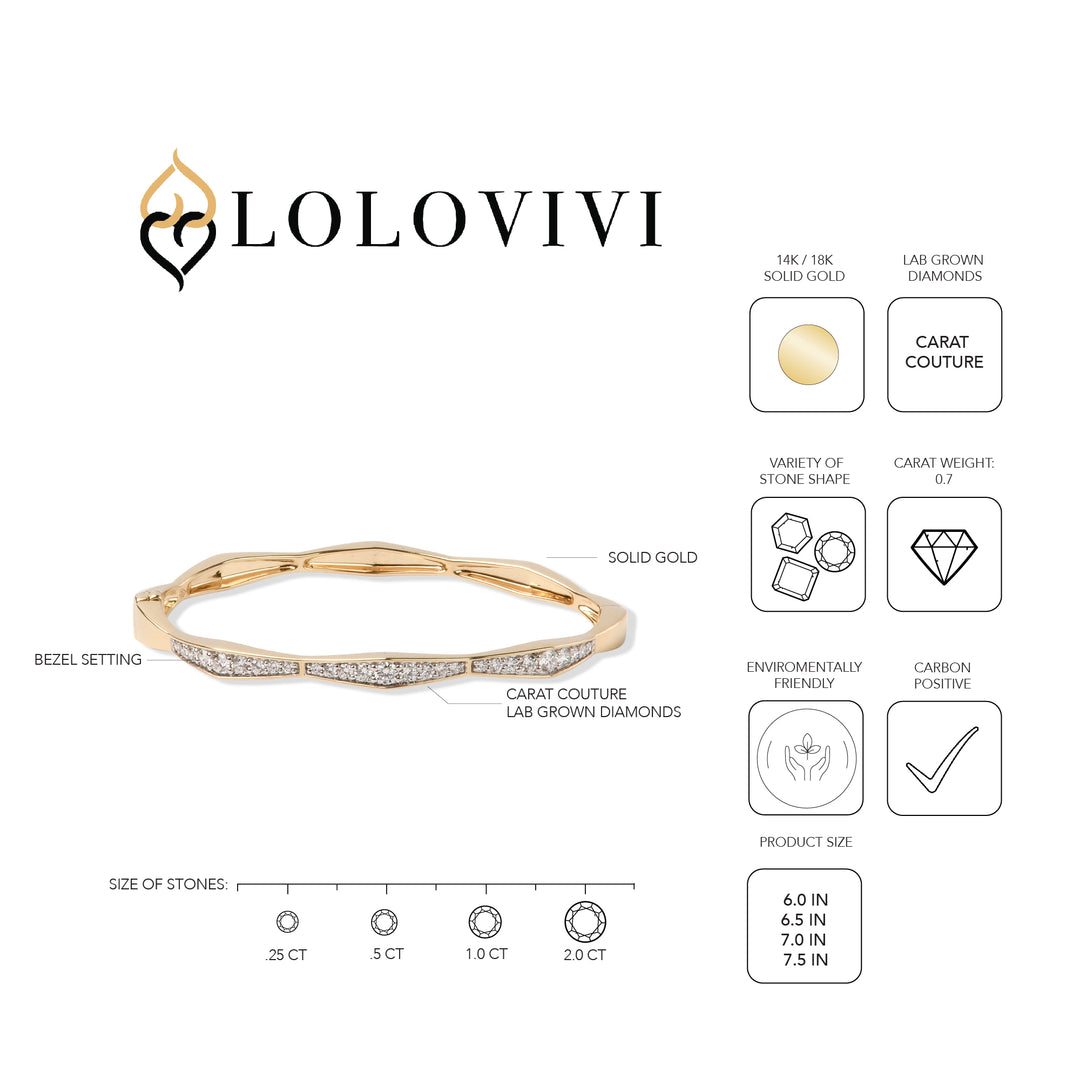 The Dakota Bracelet - Solid Gold Lab Grown Diamond Stack Bangle Bracelet