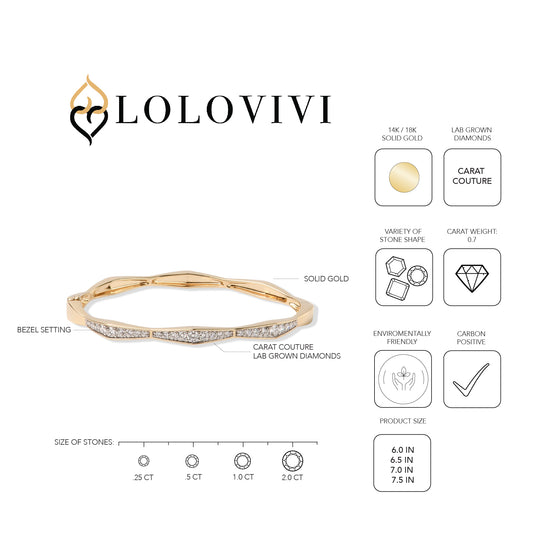 The Dakota Bracelet - Solid Gold Lab Grown Diamond Stack Bangle Bracelet