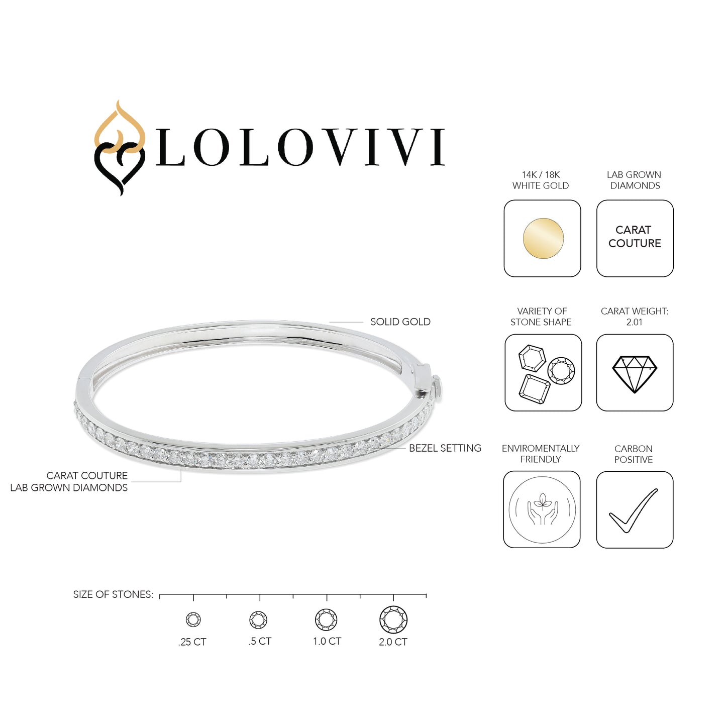 The Shai Bangle - Carat Couture Carbon Neutral Diamond and Solid White Gold Bangle