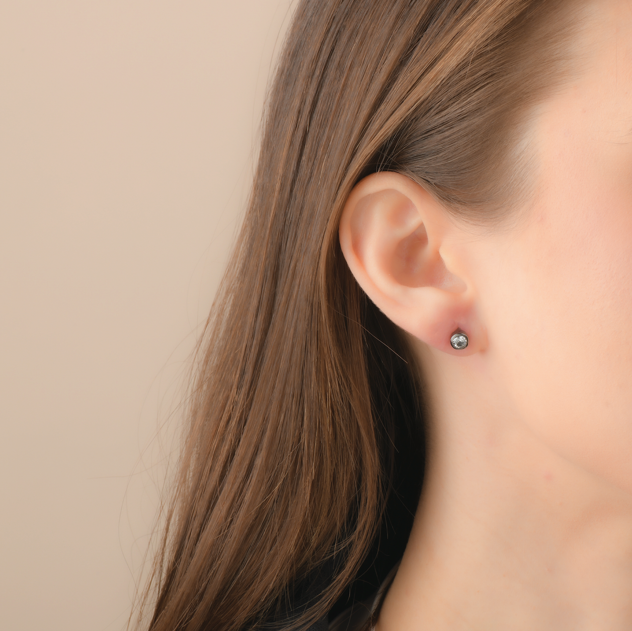 Platinum Studs | Black Platinum White Sapphire Stud Earrings
