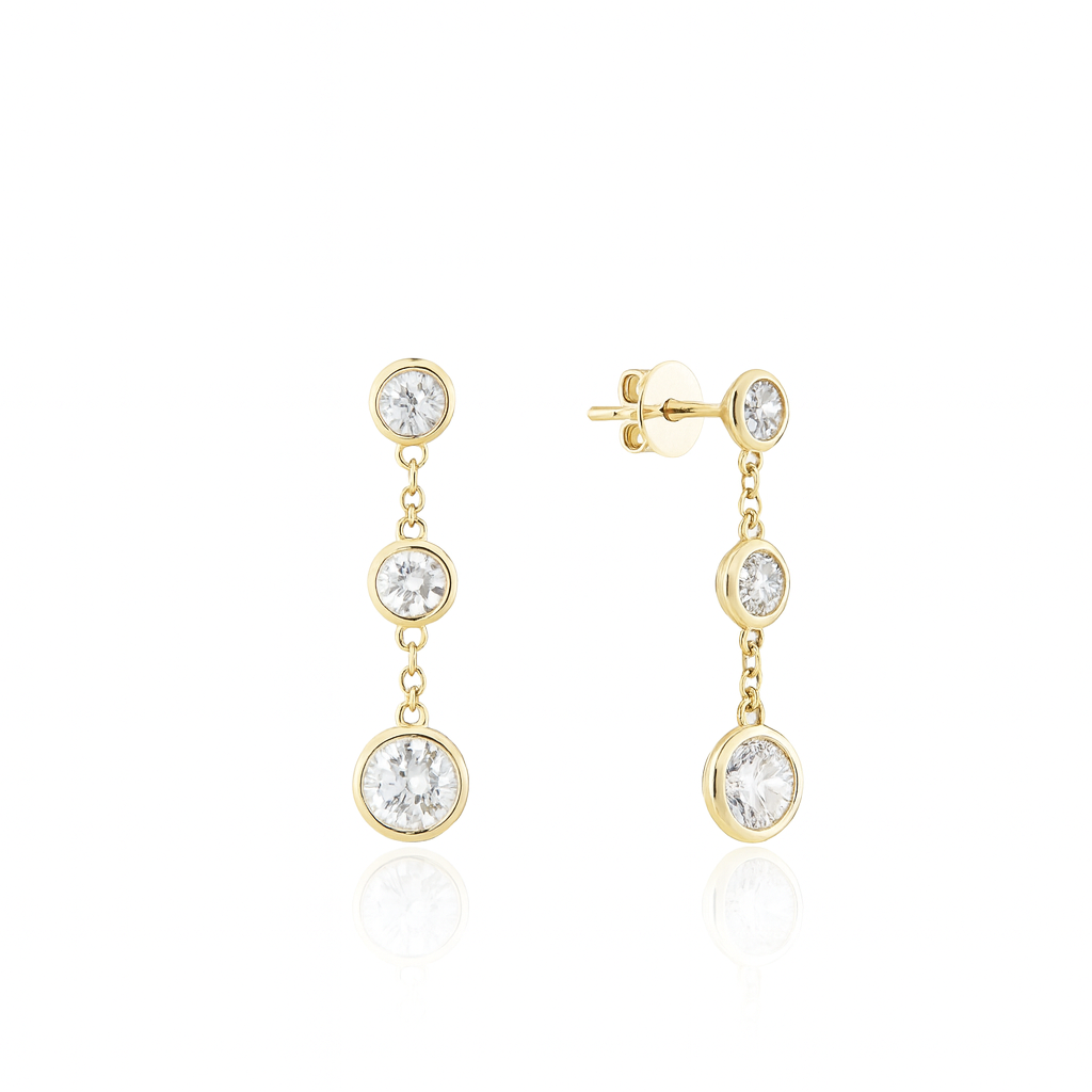 The Leora 14K Solid Gold White Sapphire Earrings