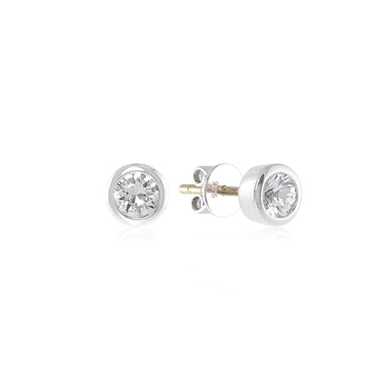 Silver Sapphire Stud Earrings | Sterling Silver White Sapphire Studs