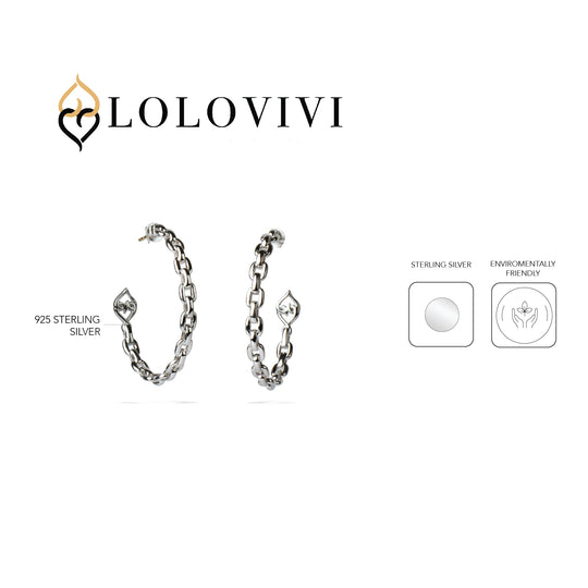 Sterling Silver Link Hoop Earrings