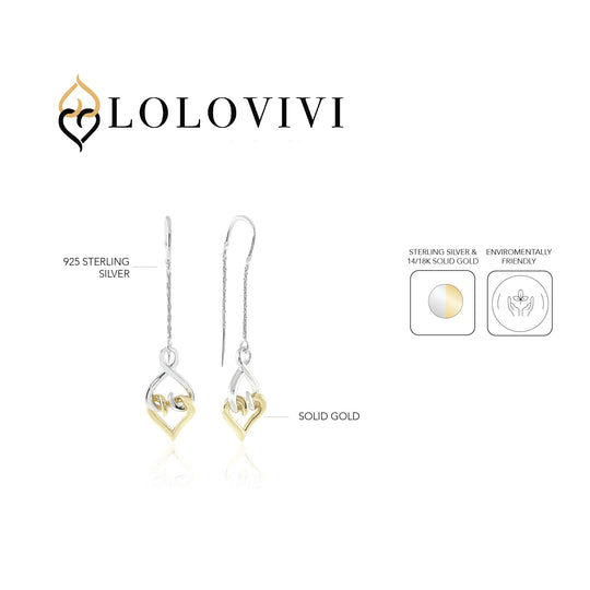 Solid Gold & Sterling Silver Threader Drop Earrings