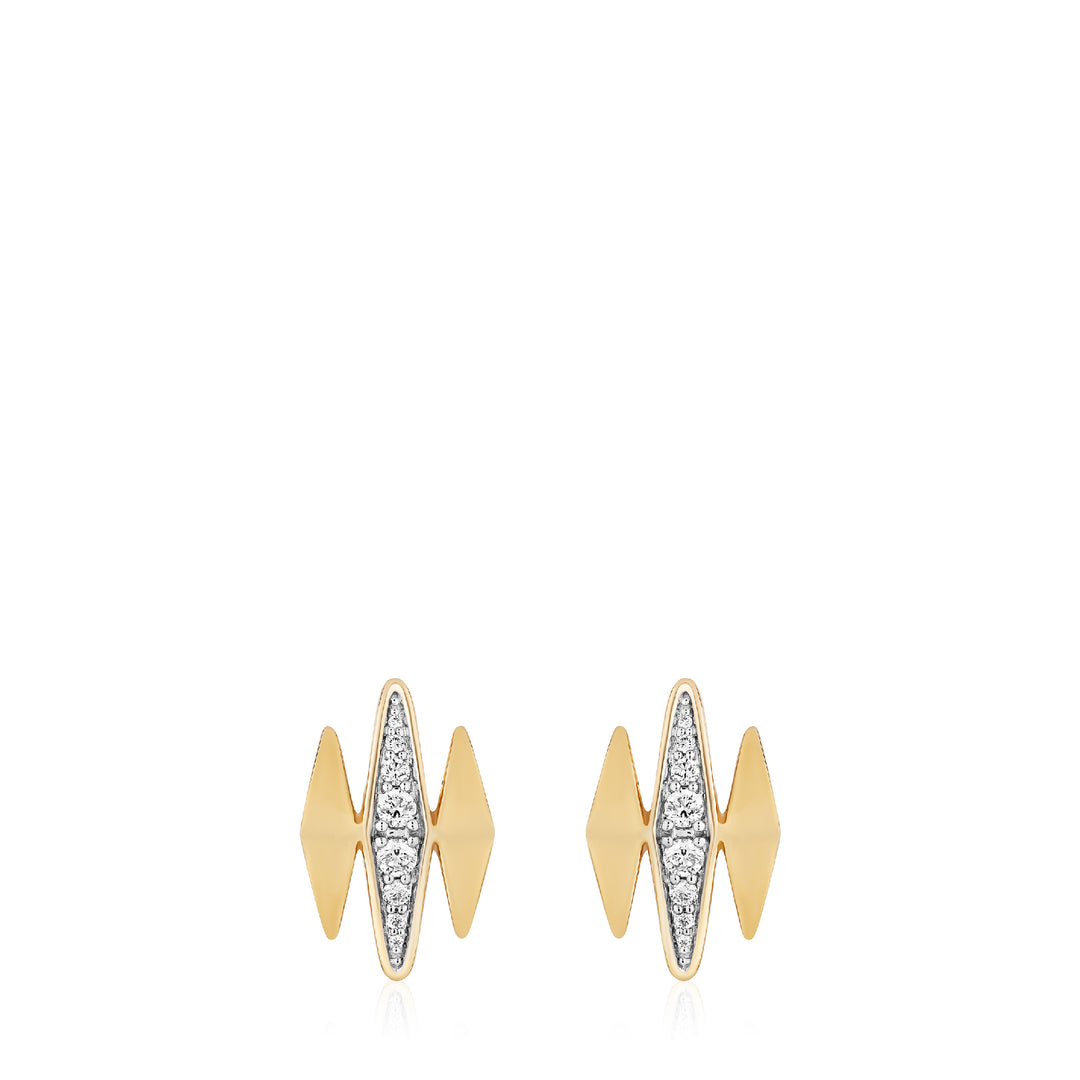 The Finley Earrings - Solid Gold Lab Grown Diamond White Diamond Triptych Earrings