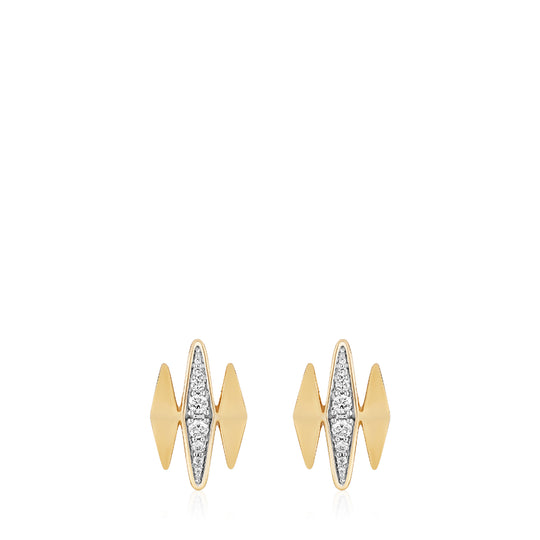 The Finley Earrings - Solid Gold Lab Grown Diamond White Diamond Triptych Earrings