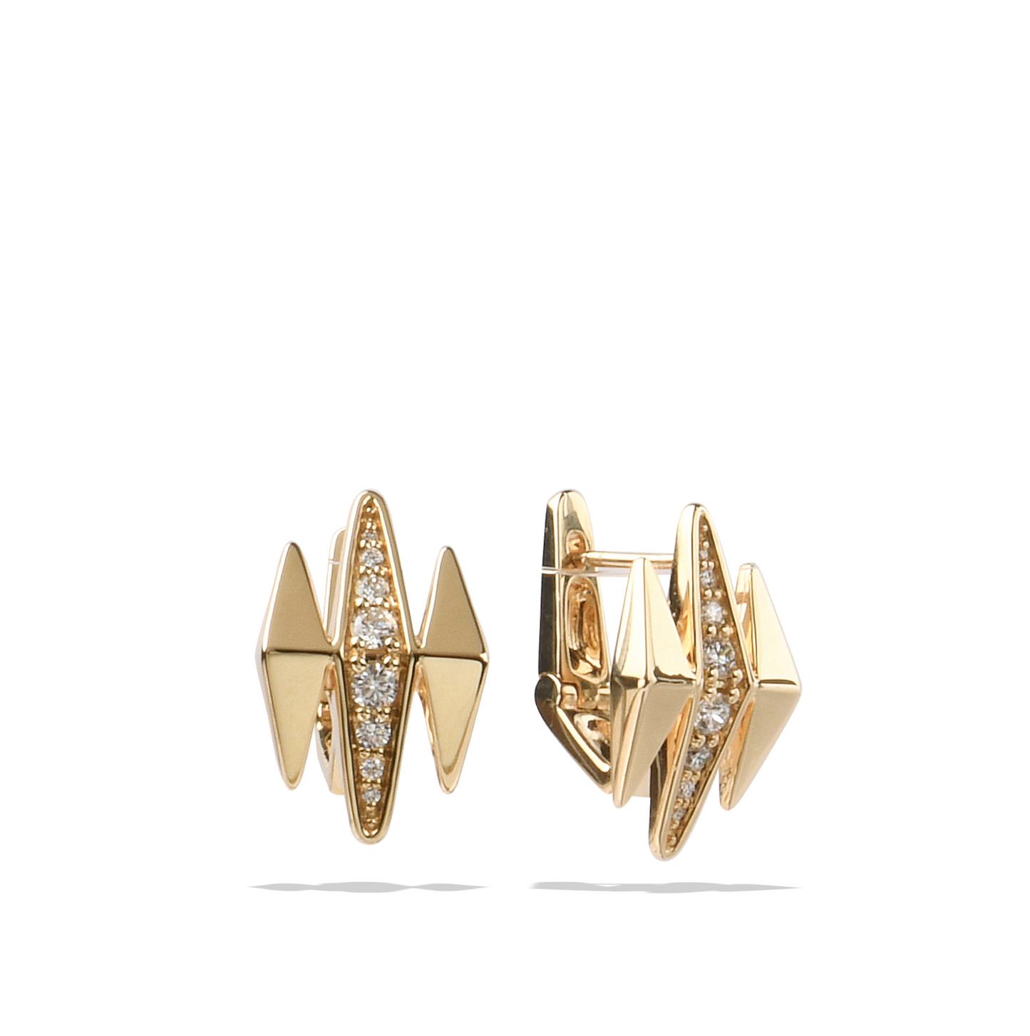 The Finley Earrings - Solid Gold Lab Grown Diamond White Diamond Triptych Earrings