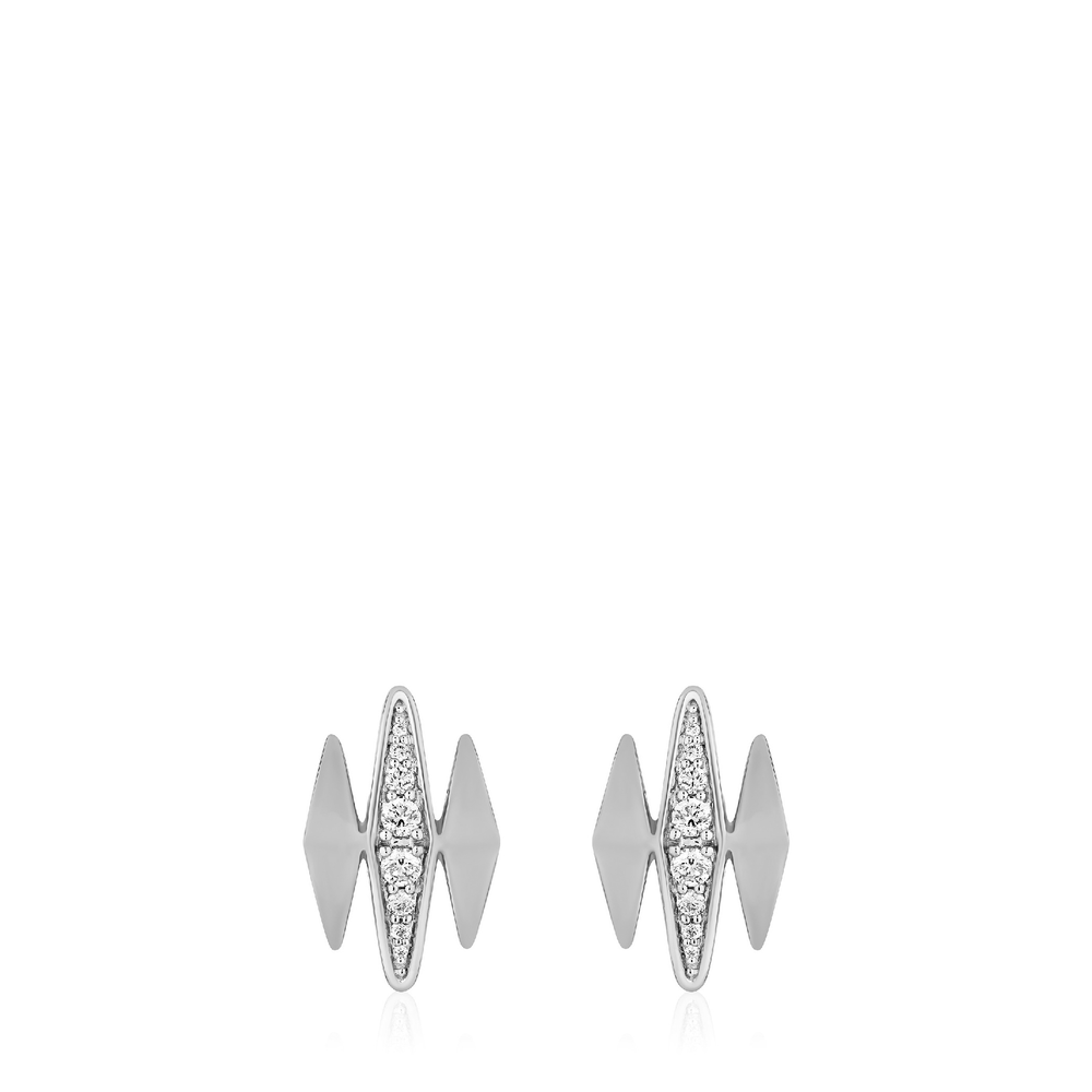 The Finley Earrings - Sterling Silver White Sapphire Triptych Earrings