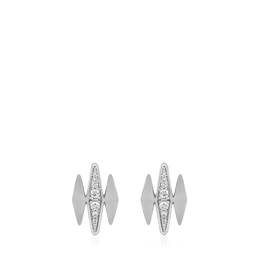 The Finley Earrings - Sterling Silver White Sapphire Triptych Earrings