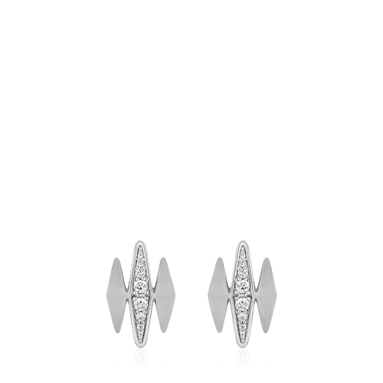 The Finley Earrings - Sterling Silver White Sapphire Triptych Earrings