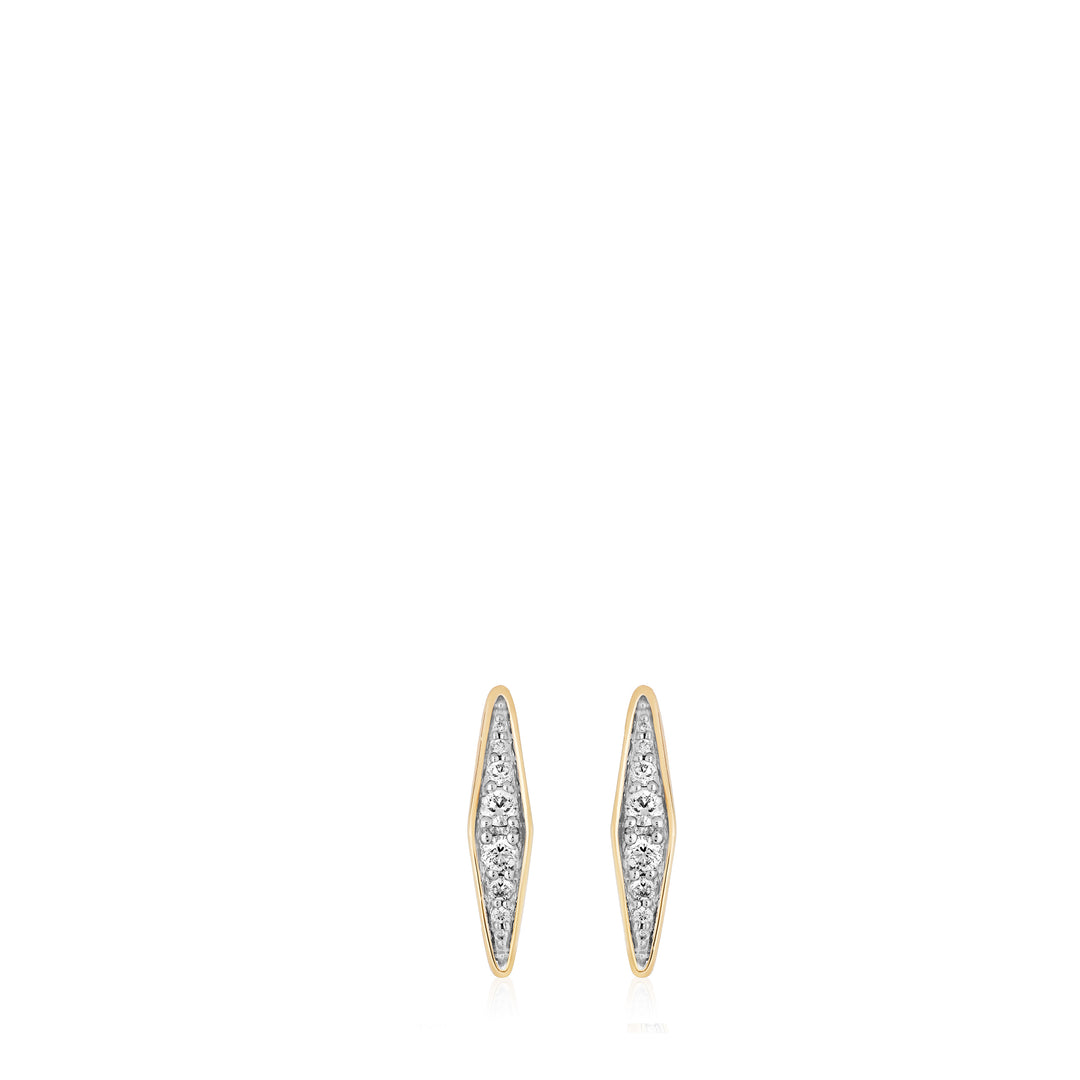 Solid Gold And White Diamond Single Earrings