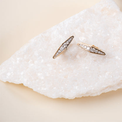 The Lane Earrings - Solid Gold Natural White Diamond Single Earrings