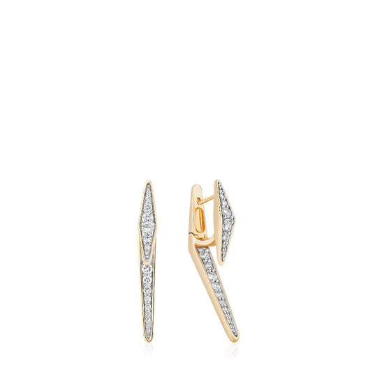 The Kai Earrings - Solid Gold Natural White Diamond Long Earrings