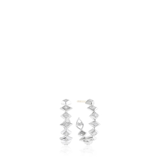 Sterling Silver White Sapphire Small Hoop Earrings