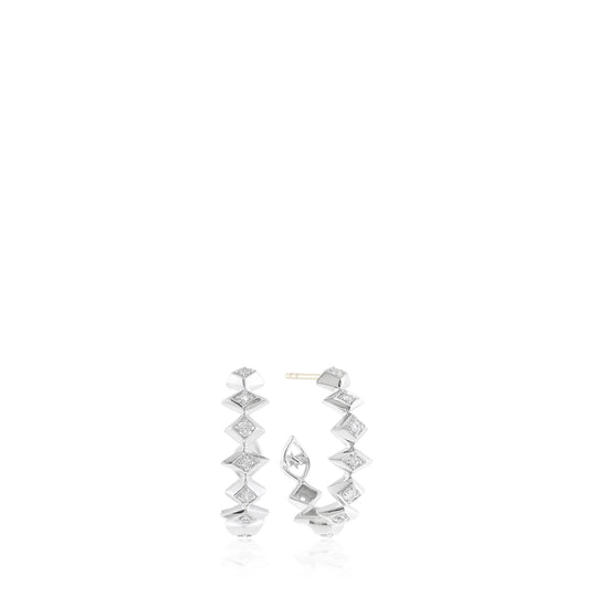 Sterling Silver White Sapphire Small Hoop Earrings