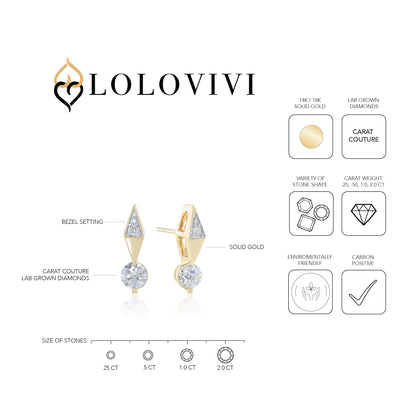 The Harlow Earrings - Carat Couture Carbon Neutral Diamond Half Drop Linea Earrings