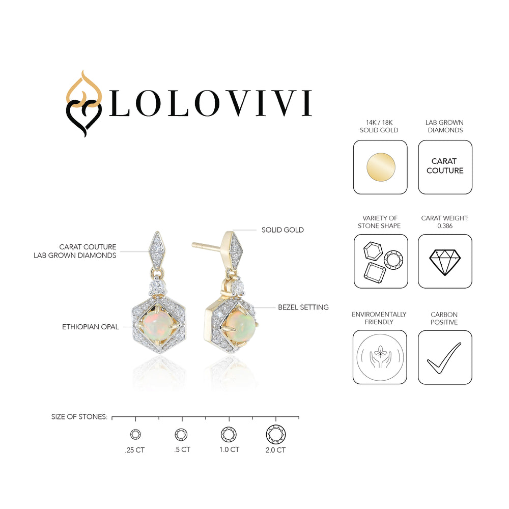 The Tatum Earrings - Carat Couture Diamond Solid Gold Ethiopian Opal Earrings