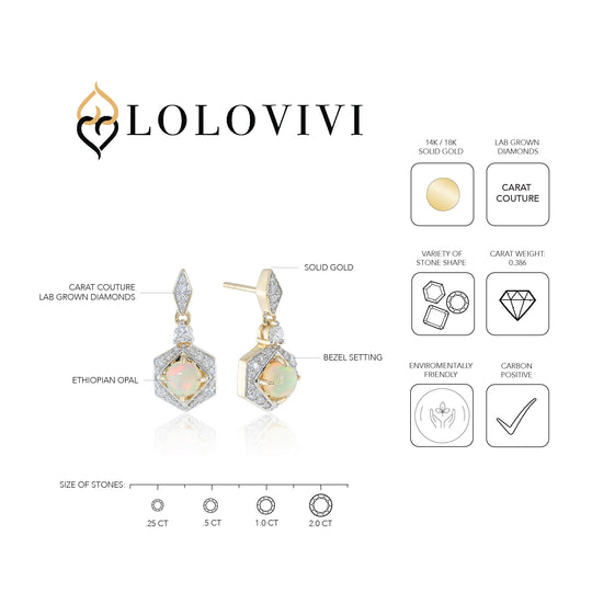 The Tatum Earrings - Carat Couture Diamond Solid Gold Ethiopian Opal Earrings