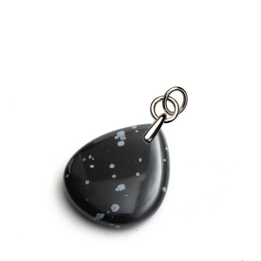 Obsidian Pendant | Black Obsidian Tear-Shaped Necklace Enhancer