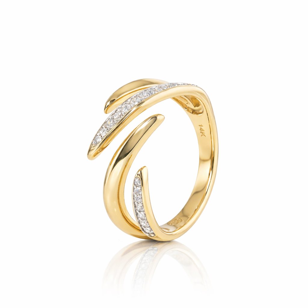 Diamond gold swirl ring