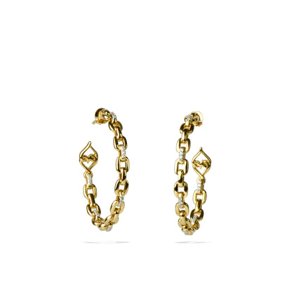 Gold Diamond Hoop Earrings | 1.25" Diamond Hoops
